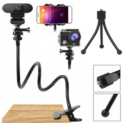 Flexible Webcam Stand Arm Mount Gooseneck Stands Holder w/ Tripod For Cell Phone - Image 1 of 4