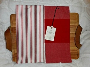 JUEGO DE 2 TOALLAS DE COCINA GINGHAM ROJO Y BLANCO MAGNOLIA HOGAR Y MANO NUEVO - Imagen 1 de 3