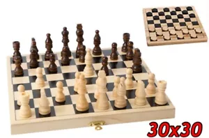 SCACCHI SCACCHIERA IN LEGNO DA TAVOLO 3in1 BACKGAMMON DAMA PIEGHEVOLE 2Giocatori - Imagen 1 de 6