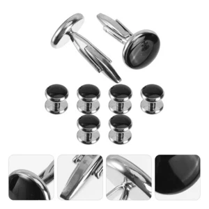 8 Pcs Tuxedo Button Set Mother Mens Cuff Links Classic Cufflinks - Picture 1 of 12