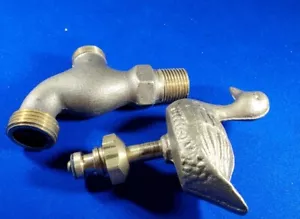 Vintage Brass Garden Tap Faucet Duck Spigot Outdoor Water - Picture 1 of 9