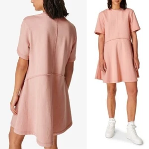 NWT SWEATY BETTY Revive Relaxed-Fit Mini T-Shirt Dress Misty Rose Pink Size L - Picture 1 of 10