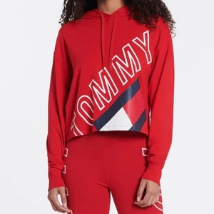 NUEVO Tommy Hilfiger Mujer Logo Sudadera con Capucha Roja Talla Mediana Pullover Sudadera - Imagen 1 de 4