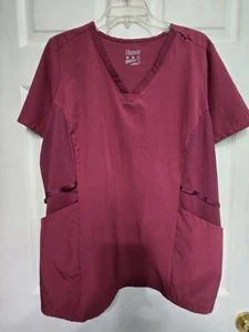 Hanes Comfort Fit Scrub Top Gr. XL - weinrot gerippte Seiten - Brustumfang 26"/L 28" - Bild 1 von 4