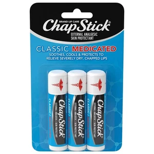 ChapStick Classic Medicated Lip Balm Tube, Soothing & Hydrating, 0.15 oz, 3 Pack - Picture 1 of 6
