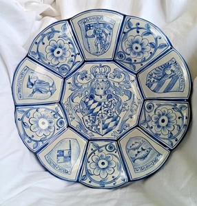 Großer Buckelteller Fayence Keramik Ø 34 cm Bayern Wappen & Städte Wandteller - Bild 1 von 3