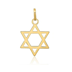 14K Solid Yellow Gold Star of David Jewish Magen Judaica Religious Pendant Only - Picture 1 of 2