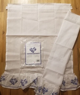 NOS Pfaltzgraff Yorktowne 36" Pair Ruffled Curtain Rod Pocket  Valance USA - Image 1 of 4