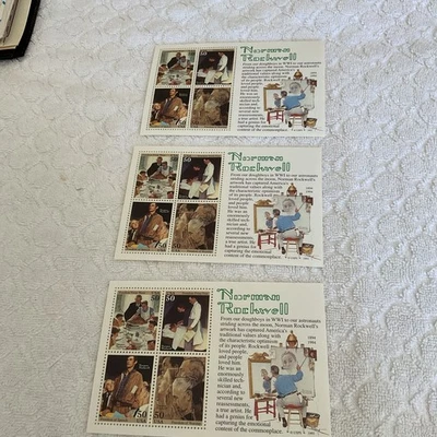 U.S.-(-1990’s-)-NORMAN ROCKWELL —lot Of 3 MINI SHEETS.MNH - Image 1 of 2