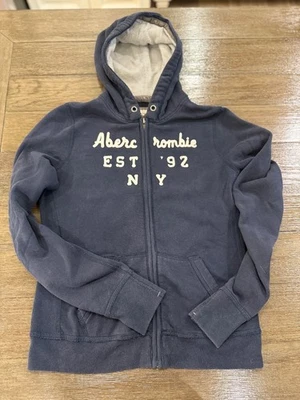 Abercrombie & Fitch Vintage Y2K Logo Hooded Sweatshirt Blue Large - Image 1 of 4