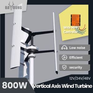 Generador de turbina eólica vertical BYH-800W 12V/24V/48V 3 palas y controlador MPPT - Imagen 1 de 18