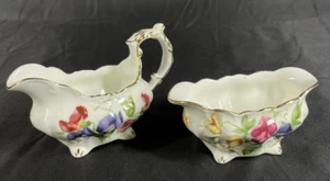 Vintage HAMMERSLEY Queen Anne Sweet Pea Creamer Sugar Set - Picture 1 of 17