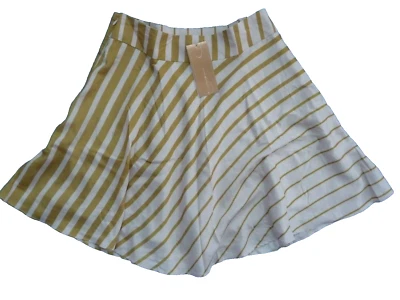 Francesca's Collection Skirt S NWT Stripes Flared White Yellow Mini - Image 1 of 3