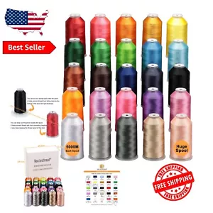 Polyester Embroidery Thread Set - 25 Colors with 5000M Spools for Professionals - Picture 1 of 8