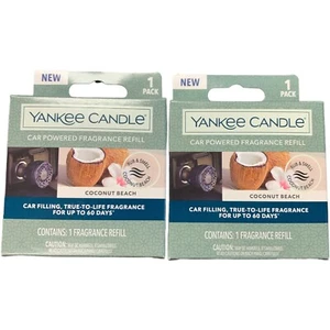 Yankee Candle Car Powered Fragrance Diffuser REFILL - Coconut Beach Set of 2 NEW - Picture 1 of 2