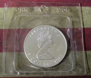 1989 Canada 1 oz SILVER Maple Leaf Coin One Ounce Canadian Sealed Orig Plas BINo - Picture 1 of 2