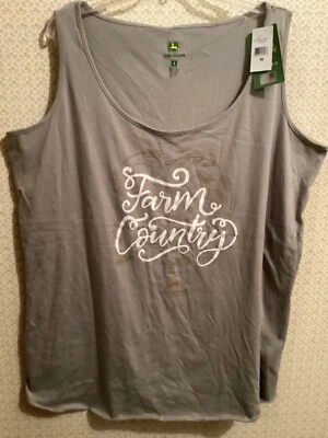 Camiseta sin mangas John Deere nueva con etiquetas sin mangas Pullover Farm Country 3X Plus caqui gris dorado Foto 1 de 4