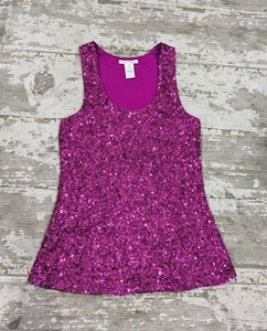 Small Alice + Olivia Fushcia Sequin Racer back Tank Top - Picture 1 of 7