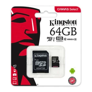 Kingston 64GB Micro SD Memory Card 64G SDHC Class 10 UHS-I TF w/ SD Adapter - Picture 1 of 4