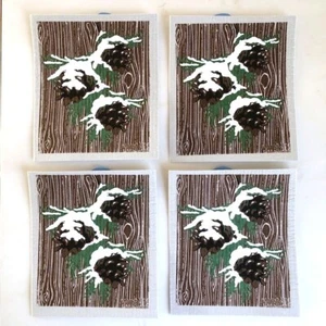 Neu Wet-It!  Schwedisches Geschirrtuch Set 4 Winter Kiefer Grau Geschirrtücher - Bild 1 von 2