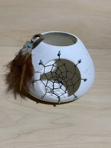Navajo Art Hand Painted Vase Dreamcatcher Native American Artist Indian Pottery - Picture 1 of 7