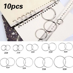 10pc Loose Metal Binder Hinged Ring Photo Album Split Keyrings Scrapbook Keyring - Picture 1 of 21