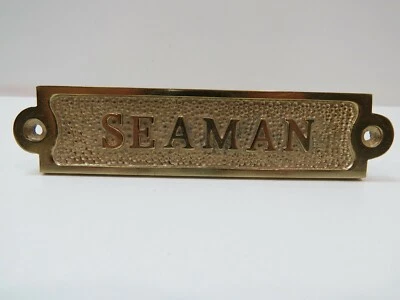 Letrero "SEAMAN" de latón chapado en aluminio de 1+1/4 x 5+1/2 pulgadas - (B5C293) Foto 1 de 3