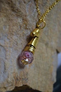 Spirit Horse Faceted Pink Austrian Crystal Gold Plated Necklace Sincerity Love - Bild 1 von 5