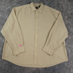 Basic Editions Shirt Mens 2X Beige Solid Long Sleeve Button Up Pocket Casual * - Picture 1 of 15