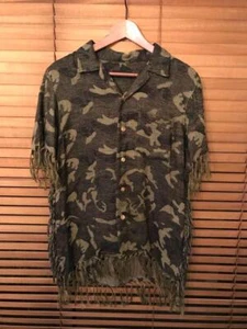 MASTERMIND Japan Camouflage Fringe Shirt Tops Men S Linen Silk From Japan USED - Picture 1 of 12