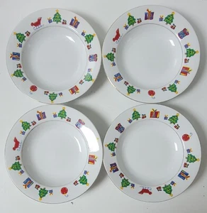 Save The Children Christmas Holiday Porcelain Rimmed Bowl - Set of 4 - Picture 1 of 5