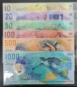 2015-2022 Maldivas 10 20 50 100 500 1000 Rufiyaa Polímero UNC - Imagen 1 de 1