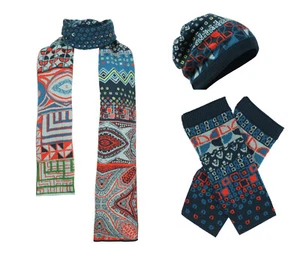 Ivko Bonnet Écharpe Gants Manchettes Bleu Géométrique 202680 202081 202681 - Bild 1 von 3