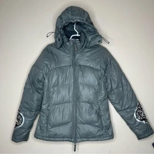ATHLETA Puffer Jacket Women's Gray Medium Goose Down Outdoor Coat Zip Pockets - Picture 1 of 10