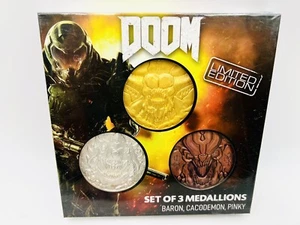 Doom 5th Anniversary Medallions Set Of 3 Baron Cacodemon Pinky Limited Edition - Picture 1 of 6