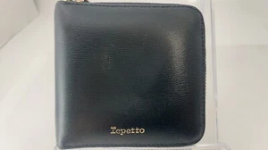 Repetto Portafoglio Uomo Pelle Bifold Nero Tondo Zip Tipo 4,3 x 3,9 Pollici - Foto 1 di 20