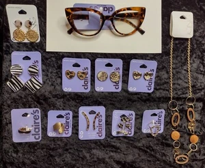 Neu Posten Claire Glasur Tier Ohrringe Krabbel Halskette Ringe Katzenbrille Brille - Bild 1 von 13