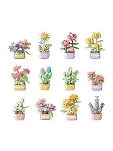 Set fiori blocco costruzione fai da te 317 pezzi rosa girasole lavanda per decorazione casa - Foto 1 di 27