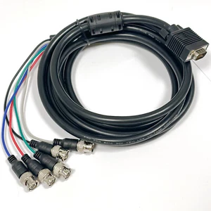 VGA Kabel 15 pol auf 5 x BNC Stecker Ferritkern Computer Adapter Monitorkabel 3m - Afbeelding 1 van 6