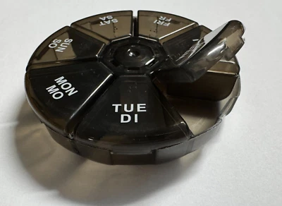 Medikamentenbox RUNDE Pillendose SCHWARZ 7 Tage Tablettenbox Pillenbox Tabletten - Bild 1 von 2