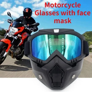 Motorcycle Helmet Mask Detachable With Mouth Filter For Half Open Face Goggles - Picture 1 of 18