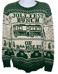 National Lampoons Christmas Vacation Sweater Mens L Cream Green Jolliest Bunch - Picture 1 of 12
