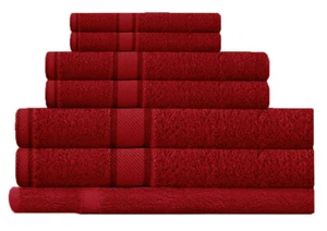 Red 100% Cotton Bath Towel Range 7 Pieces Set or Single Pieces Choice - Picture 1 of 8