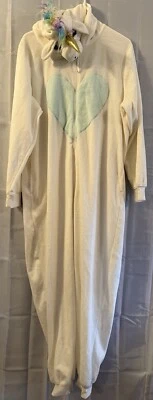 Cream Unicorn Premium Adult Sleepwear One-Piece Pajamas Size X-Large Rainbow Fur - Image 1 of 4