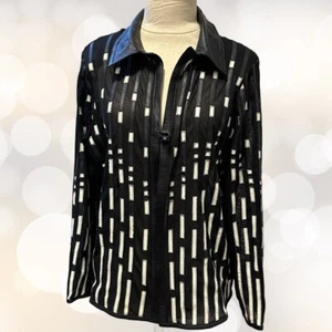 Vtg 90s STILLMAN STUDIO NY Leather Mesh Shirt Jacket Womens M Black Rocker Edgy - Picture 1 of 13
