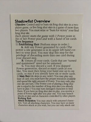 Shadowfist Overview Card CCG TCG Limited Edition  LP - Image 1 of 2