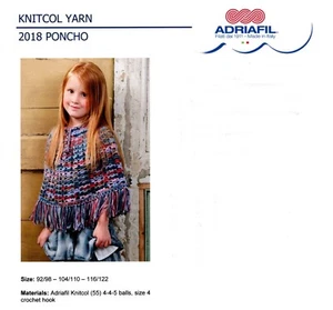 Girl's Poncho Knitting Pattern – Adriafil Knitcol Yarn No.2018 - Picture 1 of 1