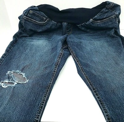 Maternity Pants Jeans Womans Size XL Stretch Straight Leg Blue Denim - Image 1 of 4