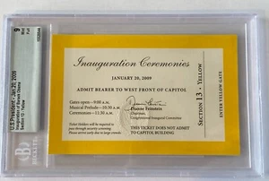 2009 President Barack Obama Inauguration Yellow Section 13 Ticket Beckett BGS 9 - Bild 1 von 4