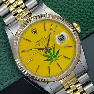 Rolex Mens Datejust 16233 18K Yellow Gold & Stainless Steel Yellow Dial Watch - Picture 1 of 24